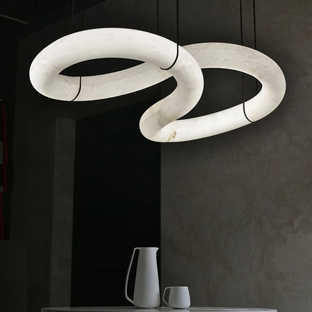 Designer Pendant Light Stone Lampshade Linear Marble, Alabaster Dining, Living Room Luxury Lights