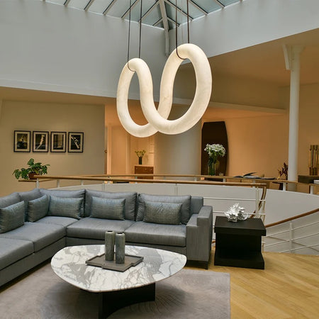 Designer Pendant Light Stone Lampshade Linear Marble, Alabaster Dining, Living Room Luxury Lights