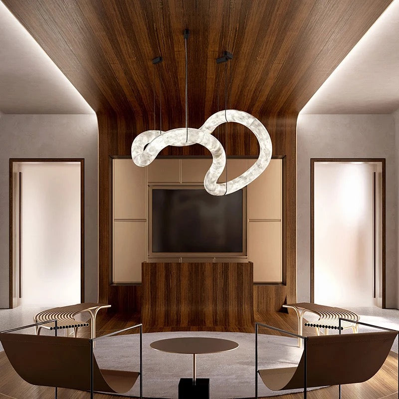 Designer Pendant Light Stone Lampshade Linear Marble, Alabaster Dining, Living Room Luxury Lights