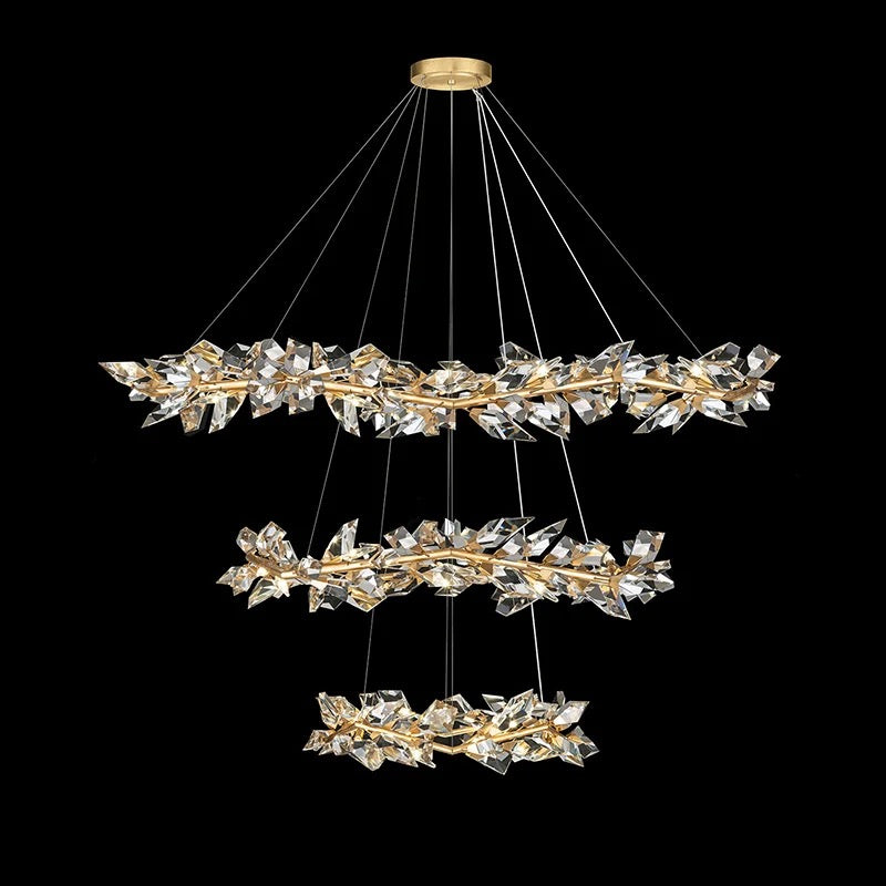 Designer Chandelier Rain Gold Large Circular K9 Crystal Home Living, Dining Room Lights
