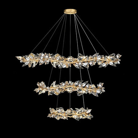 Designer Chandelier Rain Gold Large Circular K9 Crystal Home Living, Dining Room Lights