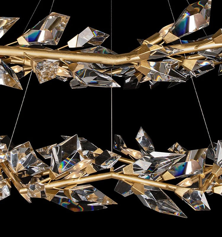 Designer Chandelier Rain Gold Large Circular K9 Crystal Home Living, Dining Room Lights