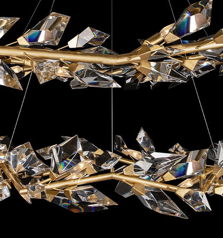 Designer Chandelier Rain Gold Large Circular K9 Crystal Home Living, Dining Room Lights