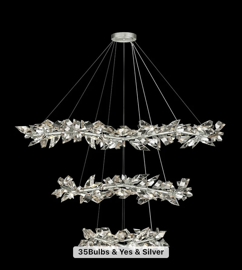 Designer Chandelier Rain Gold Large Circular K9 Crystal Home Living, Dining Room Lights