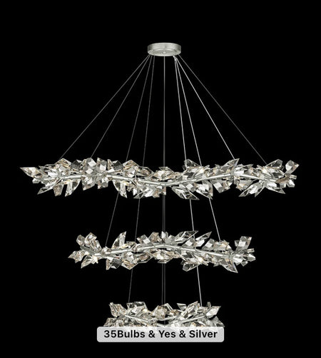 Designer Chandelier Rain Gold Large Circular K9 Crystal Home Living, Dining Room Lights