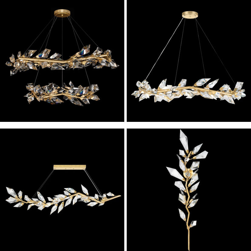 Designer Chandelier Rain Gold Large Circular K9 Crystal Home Living, Dining Room Lights