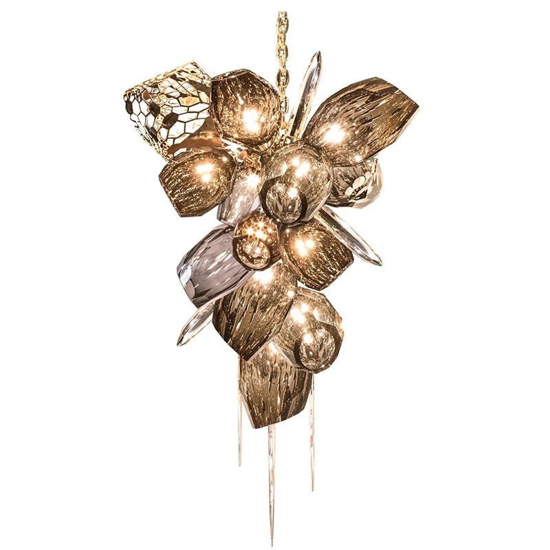 Modern Chandelier Luxury Calais Large Brass Crystal Murano Glass Hotel, Home Living, Dining Room Lights