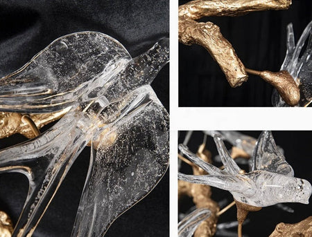 Designer Pendant Light Luxury Tree Branch Bird Crystal, Glass Chandelier Home Living, Dining Room Lights