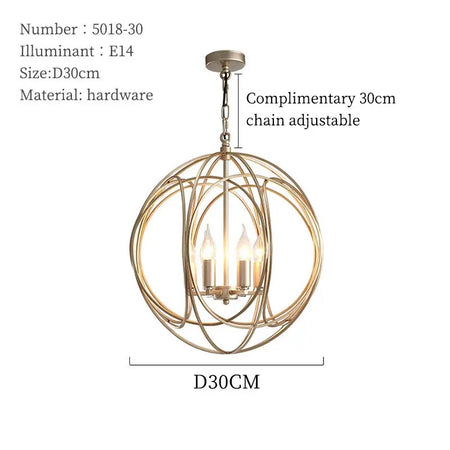 Modern Pendant Light American Design Iron Ball Deco Living, Dining Room Kitchen Lights