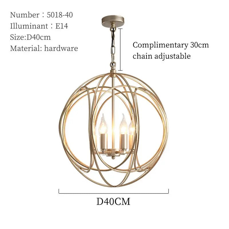 Modern Pendant Light American Design Iron Ball Deco Living, Dining Room Kitchen Lights