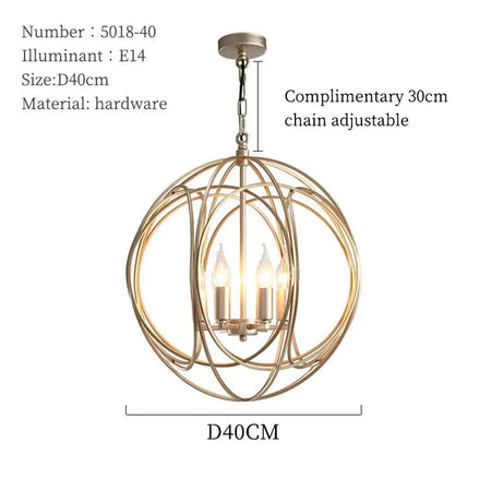Modern Pendant Light American Design Iron Ball Deco Living, Dining Room Kitchen Lights