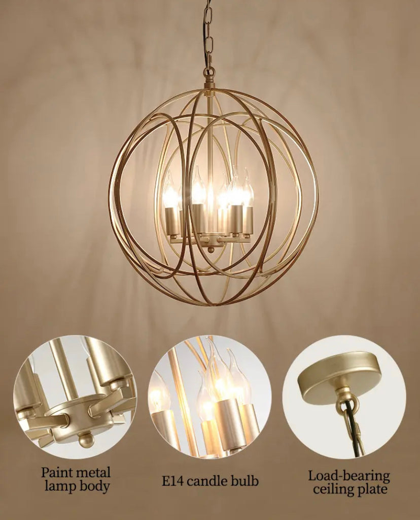 Modern Pendant Light American Design Iron Ball Deco Living, Dining Room Kitchen Lights