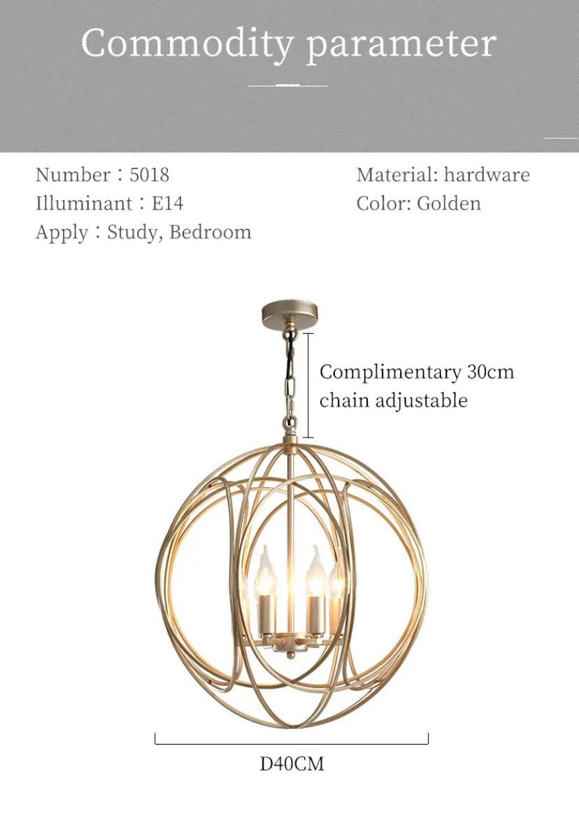 Modern Pendant Light American Design Iron Ball Deco Living, Dining Room Kitchen Lights