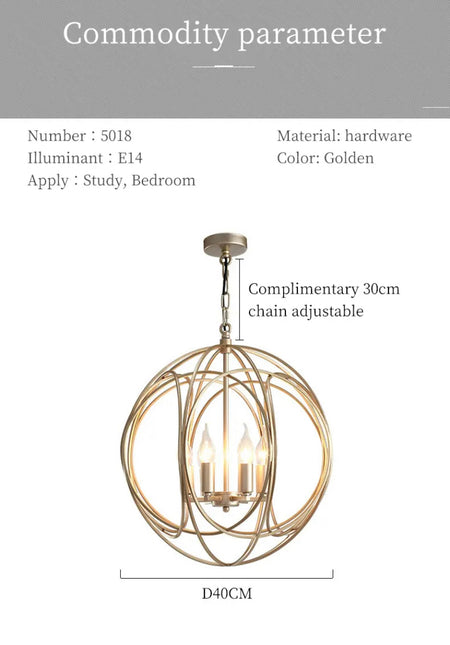 Modern Pendant Light American Design Iron Ball Deco Living, Dining Room Kitchen Lights