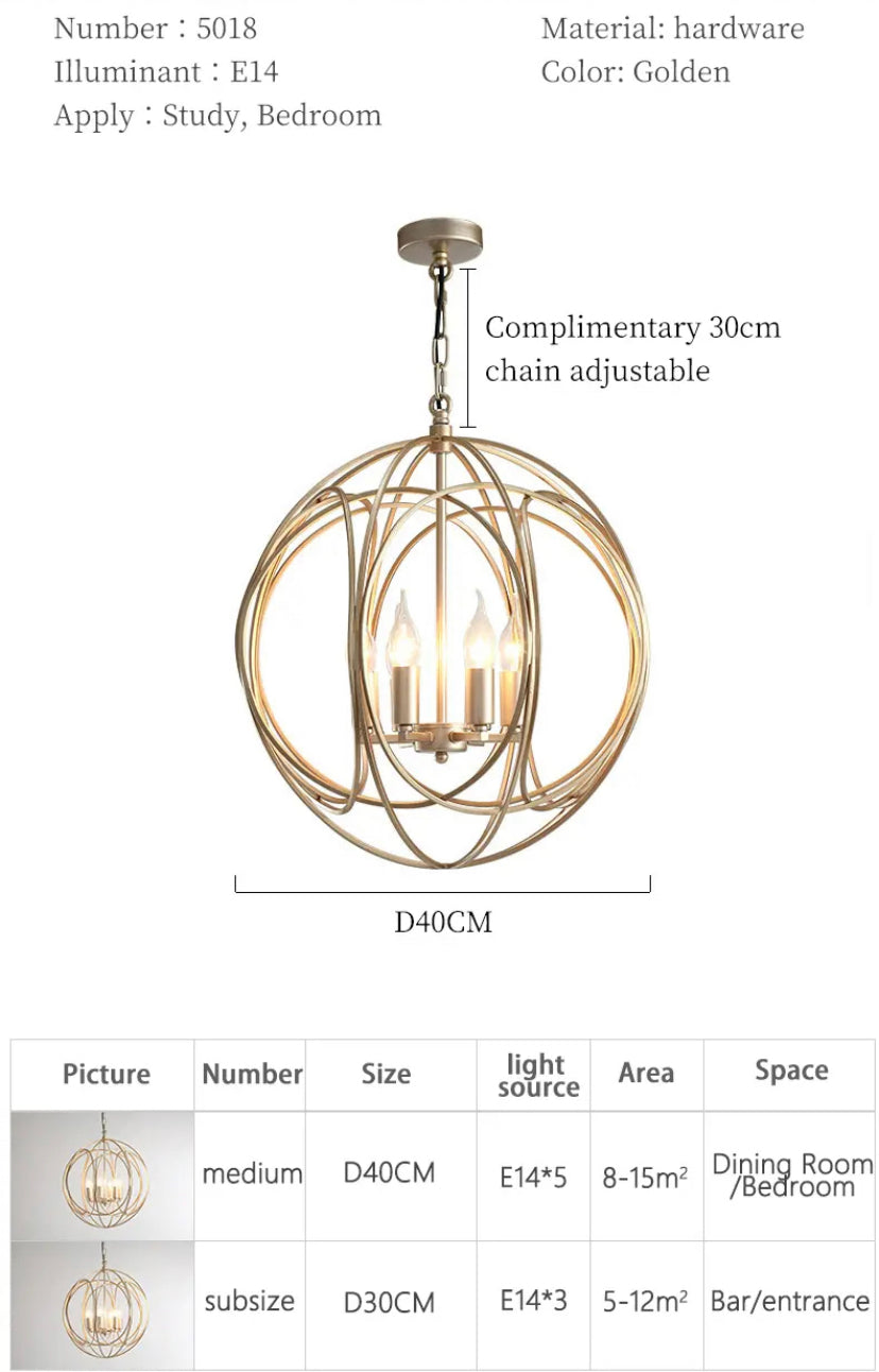 Modern Pendant Light American Design Iron Ball Deco Living, Dining Room Kitchen Lights