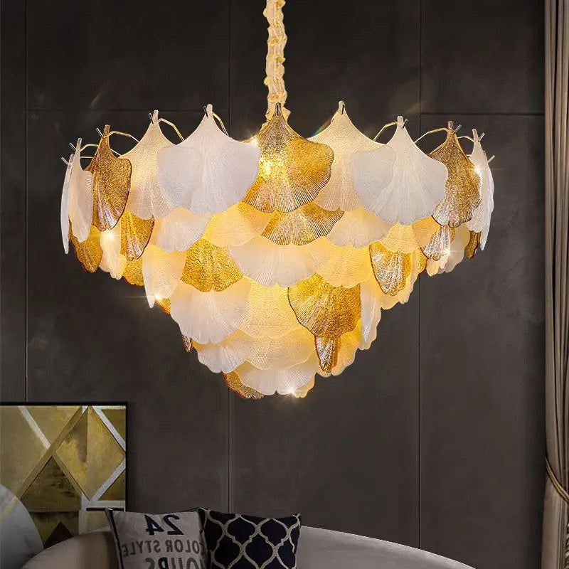 Classic Vintage French Design Chandelier Indoor Villa Lobby Dining Room Crystal Shell Shape  Pendant Chandelier
