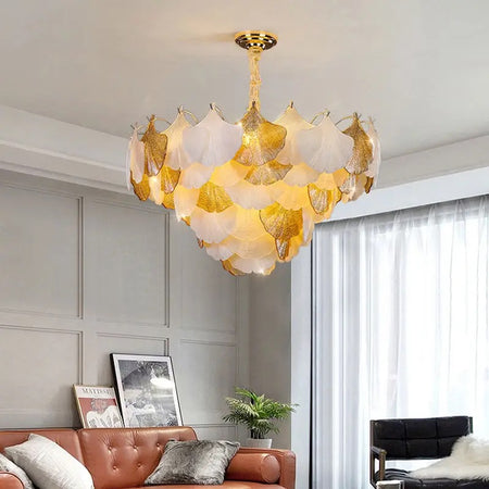 Classic Vintage French Design Chandelier Indoor Villa Lobby Dining Room Crystal Shell Shape  Pendant Chandelier