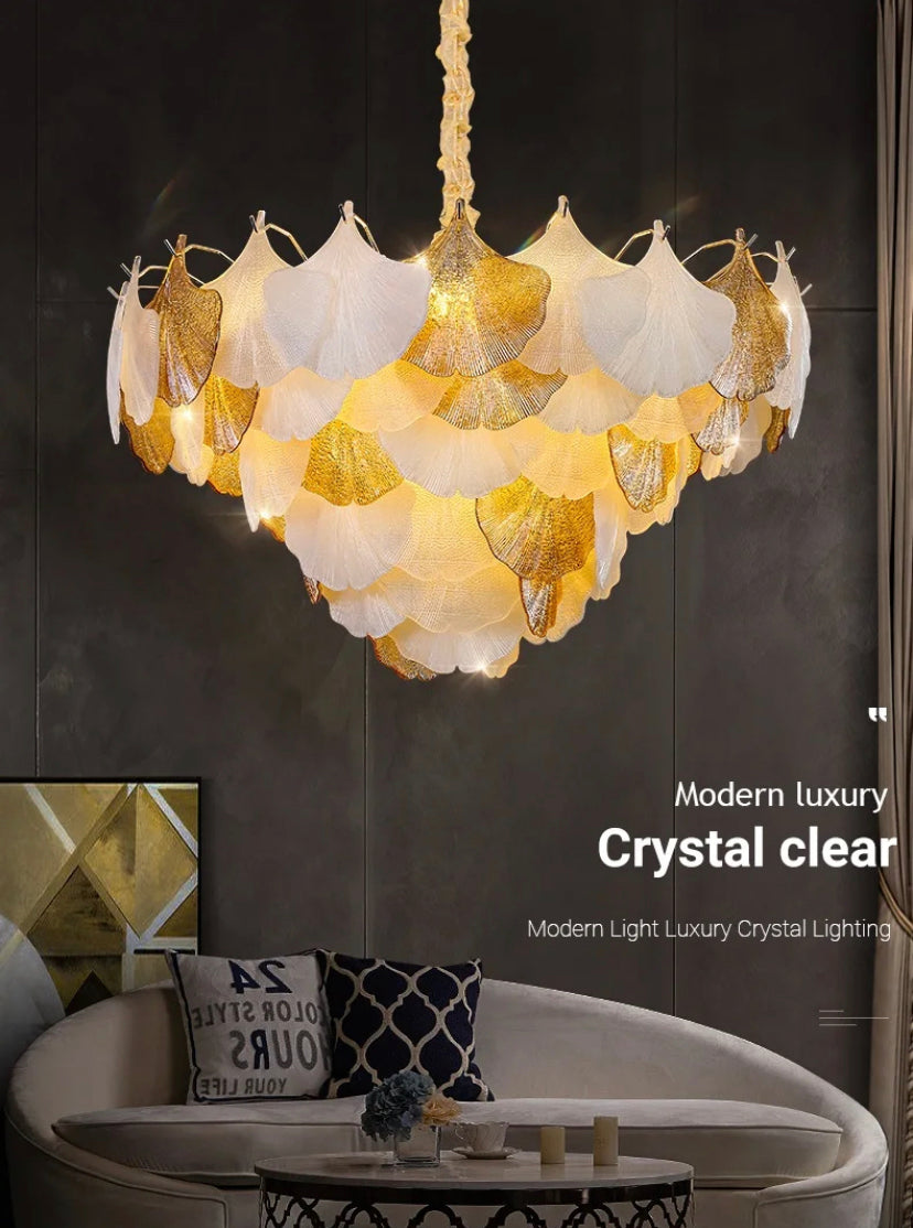 Classic Vintage French Design Chandelier Indoor Villa Lobby Dining Room Crystal Shell Shape  Pendant Chandelier