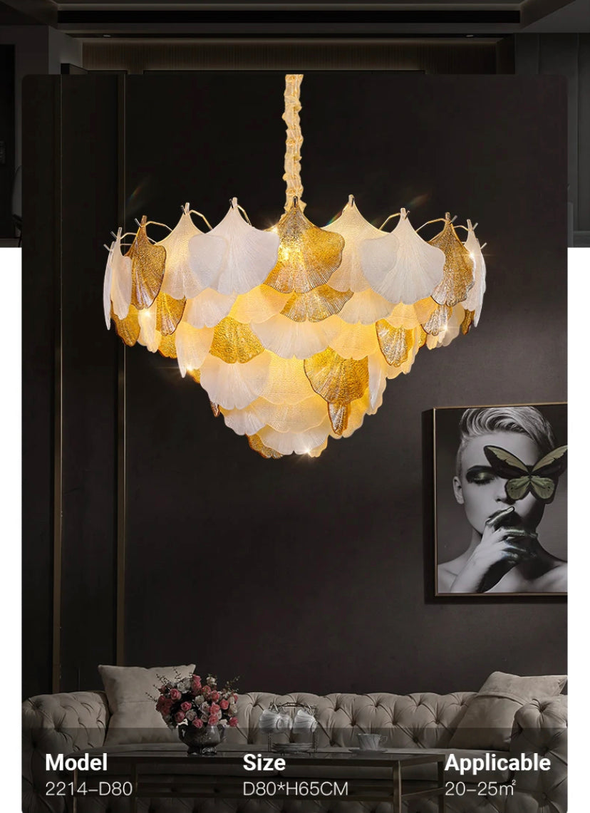Classic Vintage French Design Chandelier Indoor Villa Lobby Dining Room Crystal Shell Shape  Pendant Chandelier