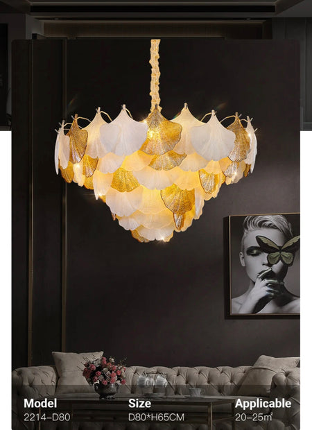 Classic Vintage French Design Chandelier Indoor Villa Lobby Dining Room Crystal Shell Shape  Pendant Chandelier