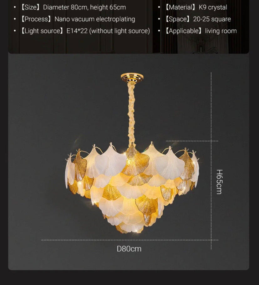 Classic Vintage French Design Chandelier Indoor Villa Lobby Dining Room Crystal Shell Shape  Pendant Chandelier