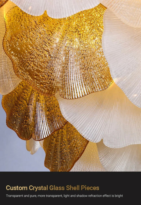 Classic Vintage French Design Chandelier Indoor Villa Lobby Dining Room Crystal Shell Shape  Pendant Chandelier