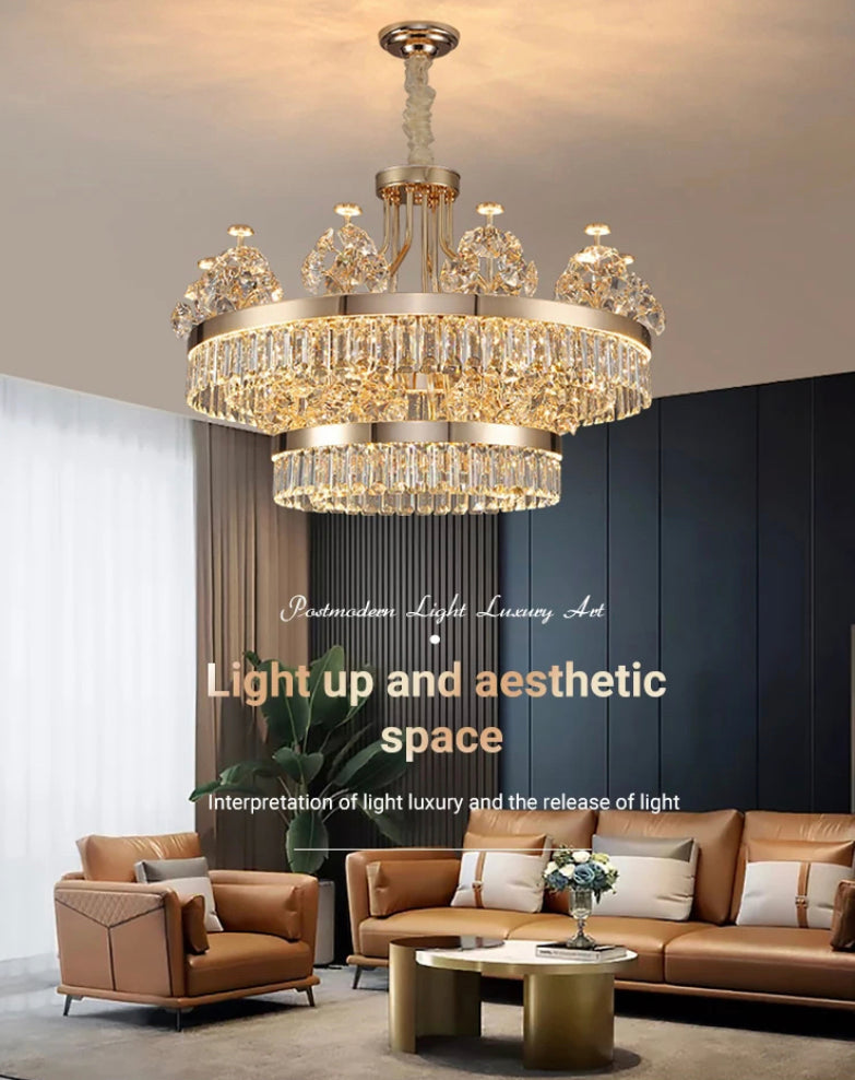 Luxury Modern Pendant Light Custom Indoor Living Room Dining Room Crystal Led Pendant Chandelier