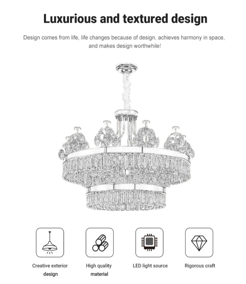 Luxury Modern Pendant Light Custom Indoor Living Room Dining Room Crystal Led Pendant Chandelier