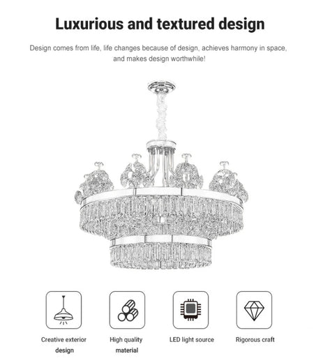 Luxury Modern Pendant Light Custom Indoor Living Room Dining Room Crystal Led Pendant Chandelier