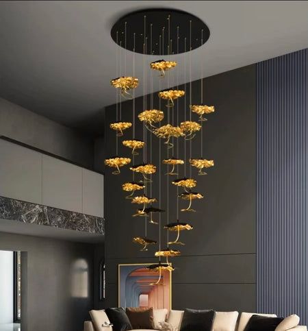 Modern Pendant Light Villa Staircase Hotel Lobby Luxury Glass Pendant Light Custom Design Indoor Lightings Solutions
