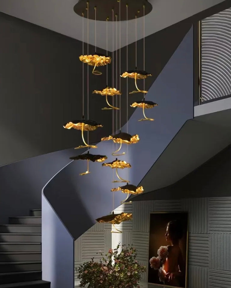 Modern Pendant Light Villa Staircase Hotel Lobby Luxury Glass Pendant Light Custom Design Indoor Lightings Solutions