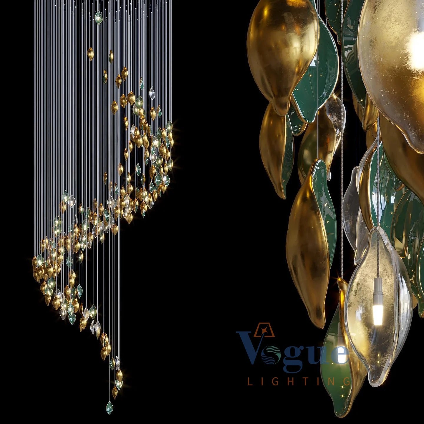 Modern Design Pendant Lights Indoor Staircase Home Living Room Hotel Office Crystal LED Pendant Chandeliers
