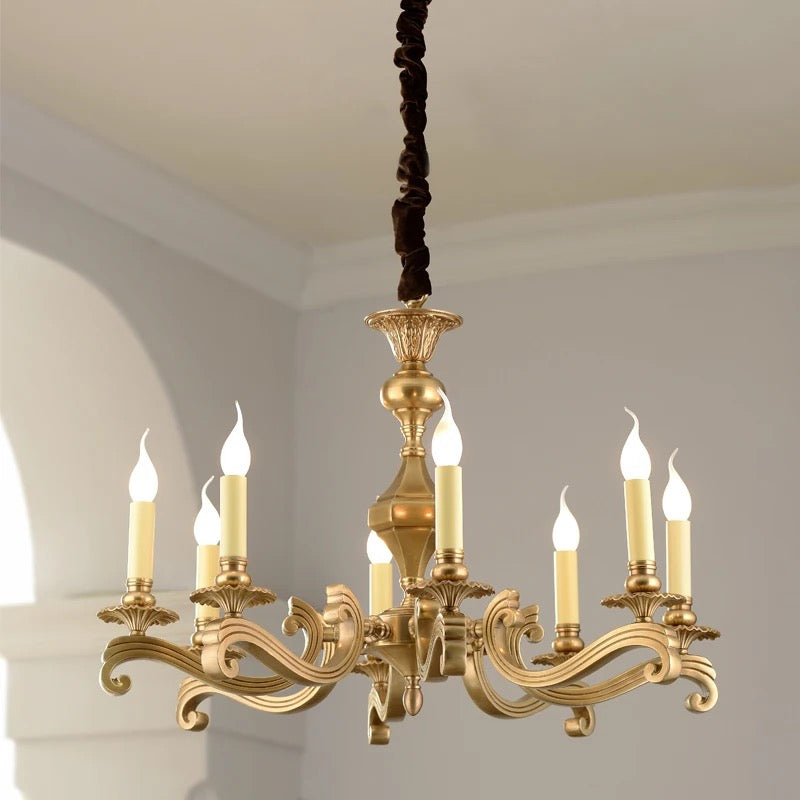 American Modern Indoor Pendant Light Copper Brass Country Exquisite Staircase Dining Room Hanging Chandeliers