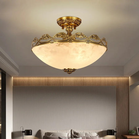 Modern Ceiling Light Luxury Spanish Marble Bedroom Hallway Study Porch Lamp Copper Marble Ceiling Light