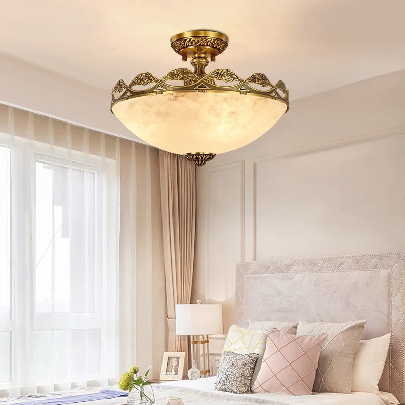 Modern Ceiling Light Luxury Spanish Marble Bedroom Hallway Study Porch Lamp Copper Marble Ceiling Light