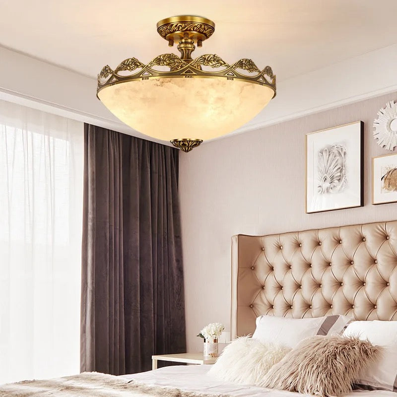 Modern Ceiling Light Luxury Spanish Marble Bedroom Hallway Study Porch Lamp Copper Marble Ceiling Light