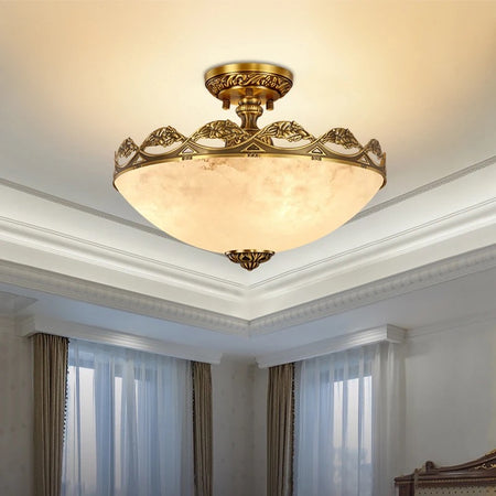 Modern Ceiling Light Luxury Spanish Marble Bedroom Hallway Study Porch Lamp Copper Marble Ceiling Light