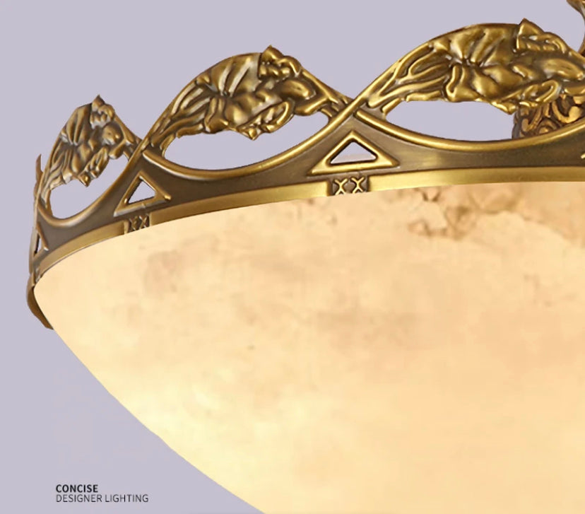 Modern Ceiling Light Luxury Spanish Marble Bedroom Hallway Study Porch Lamp Copper Marble Ceiling Light