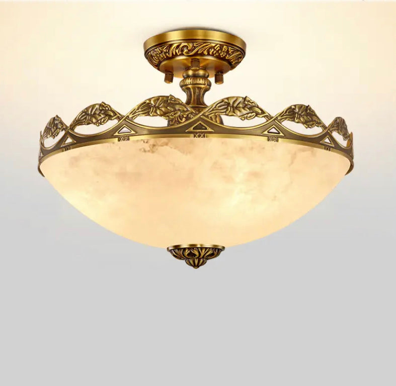 Modern Ceiling Light Luxury Spanish Marble Bedroom Hallway Study Porch Lamp Copper Marble Ceiling Light