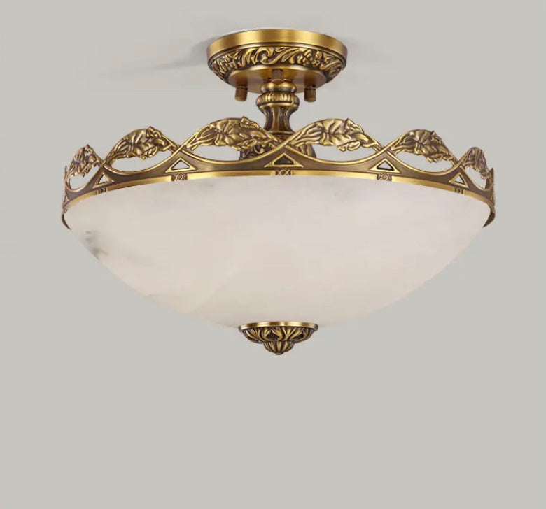 Modern Ceiling Light Luxury Spanish Marble Bedroom Hallway Study Porch Lamp Copper Marble Ceiling Light