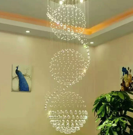 Modern Chandeliers Led Ceiling Large Long Staircase Foyer Gold Luxury Crystal Chandelier
