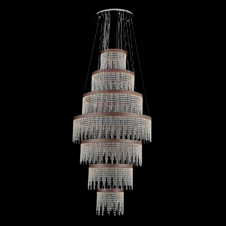 Modern Chandelier Custom Indoor Living Room Lightings Lobby Staircase Luxury Ring Crystal Led Chandelier