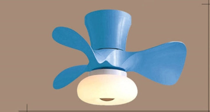 Wood Small Ceiling Fans Colorful Macoron Fans 22 Inch APP Dimming Smart Wood Fans