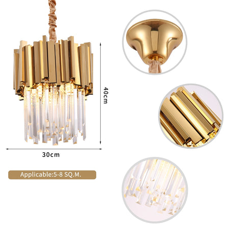 Pendant Light Modern Light Luxury Island Chain Cristal Light Stainless Steel Light Fixture Kronleuchter
