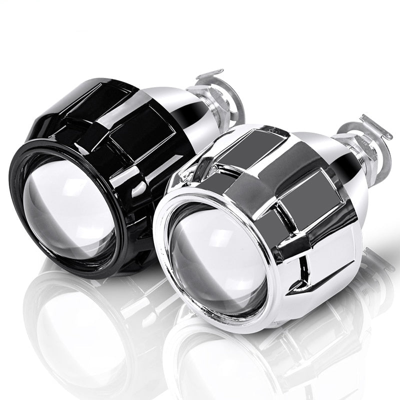 Orelli Lightings 2-Piece 2.5-Inch Universal Bi-Xenon HID Projector Lens with H1 LED Bulb, H4 H7 Compatible for Car and Motorcycle Headlights