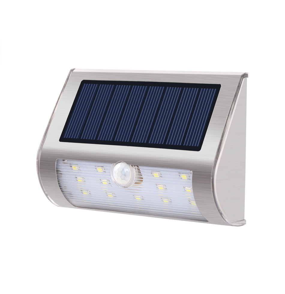 Orelli Lightings Solar LED Motion-Sensor Wall Light, Waterproof Stainless Steel for Garden and Outdoor