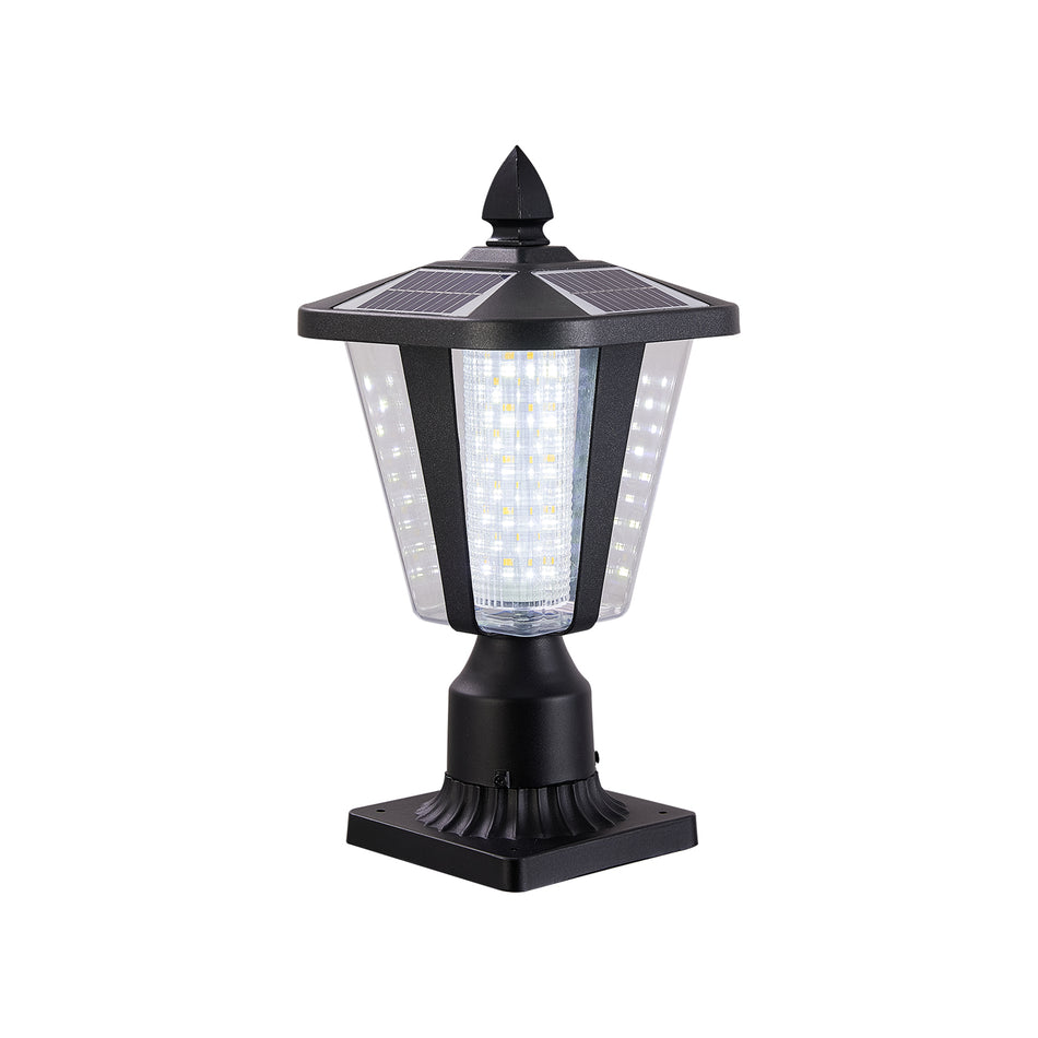 Orelli Lightings Solar LED Column Light, Dimmable 3000K/6000K, IP65 Black Aluminium