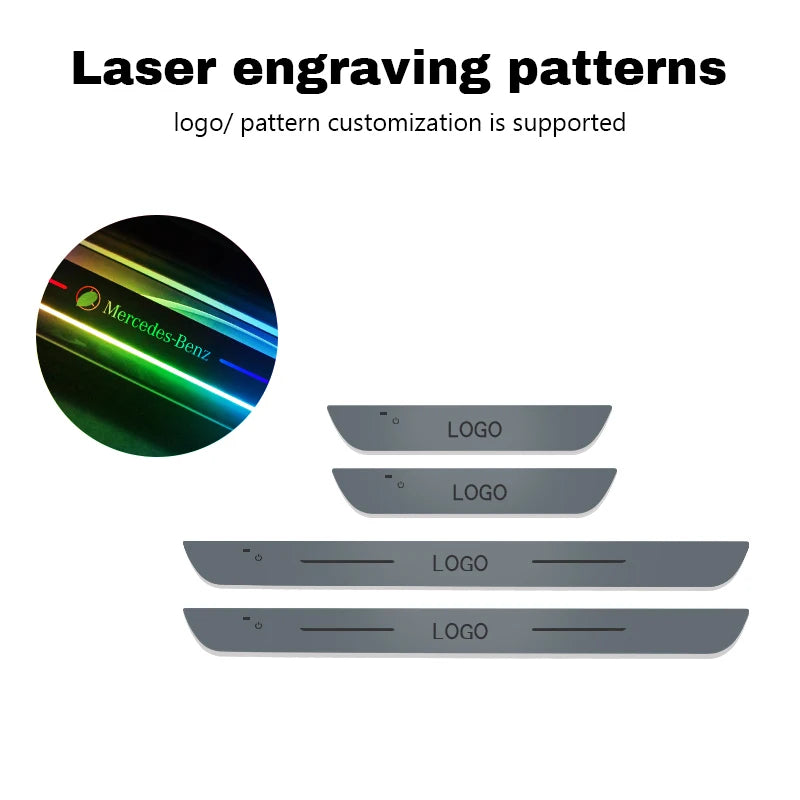 Orelli Lightings Universal Acrylic LED Car Door Sill Scuff Plates, 4-Piece Set with Moving Welcome Light
