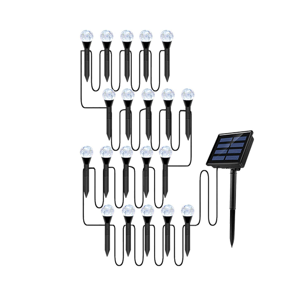 Orelli Lightings 6.75m Solar 20-LED String Lights, Warm/4-Color, IP55 Crystal Ball