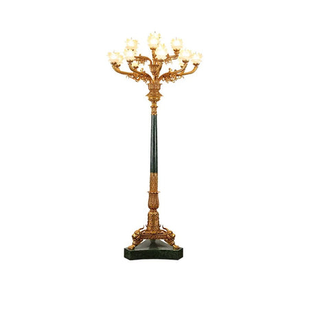 Antique Floor Lamp French Dewaxed Copper Marble Floor Lamps Villa Luxury Living Room Hall Garden Lighting